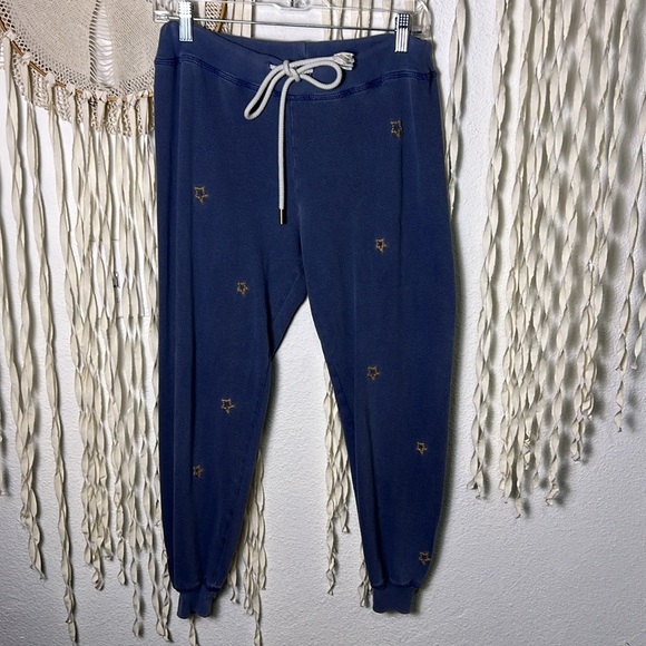 The Great. Washed Blue Cropped Drawstring Sweatpant  Star Embroidery Size 0/XS - Picture 1 of 9